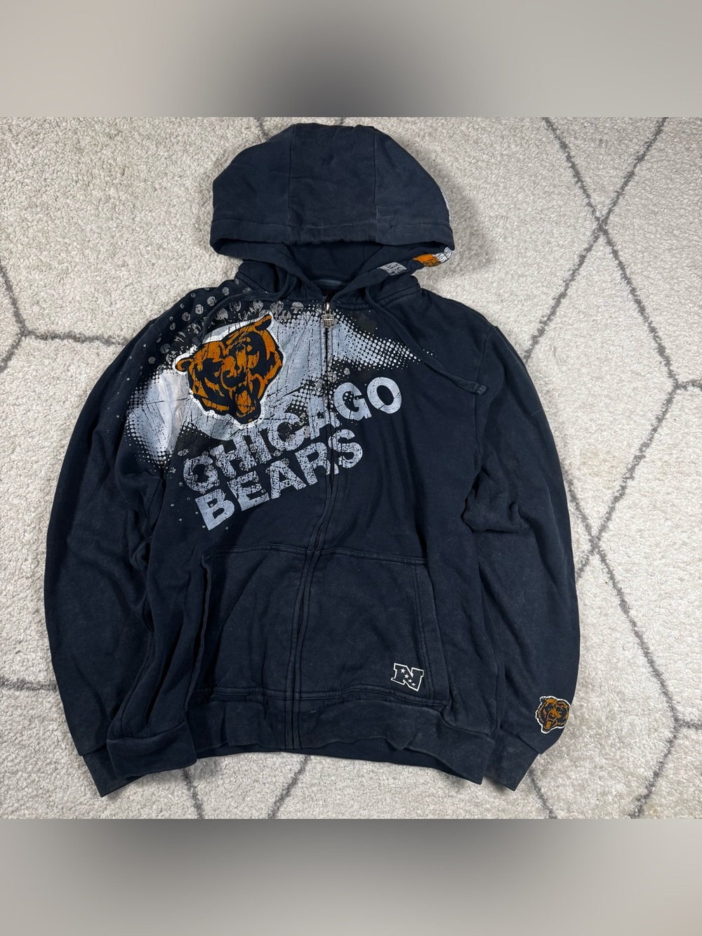 NFL Navy and Orange Graphic Zip Hoodie
